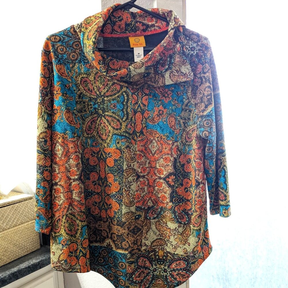 Ruby Rd. Asymmetrical Hem Split Cowl Neck - image 1